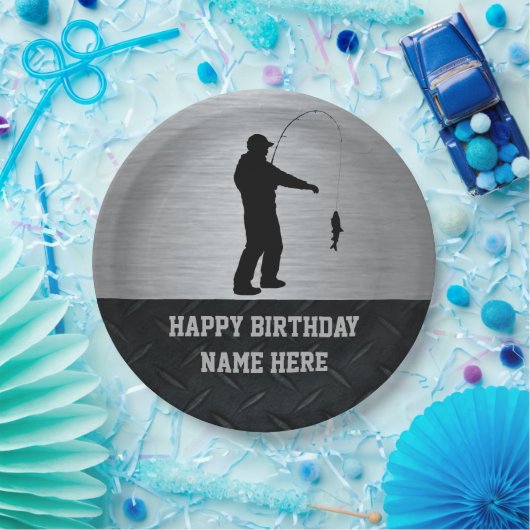 険しい大人の魚釣りの誕生日のプレート ペーパープレート