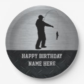 険しい大人の魚釣りの誕生日のプレート ペーパープレート (正面)