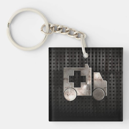 険しい救急車 キーホルダー (正面)