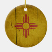 険しい木材ニューメキシコ国旗 セラミックオーナメント (裏面)