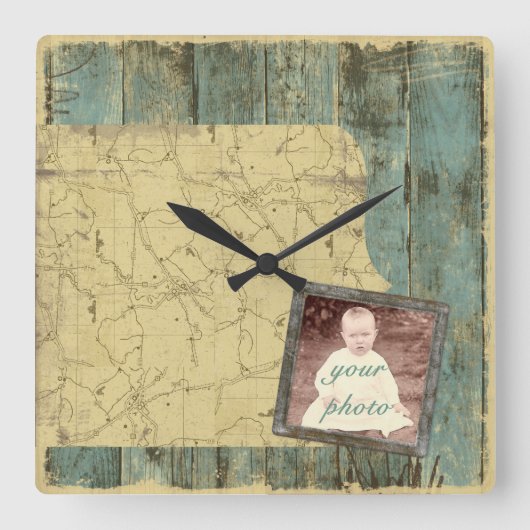 険しい板の柱時計 スクエア壁時計 (正面)