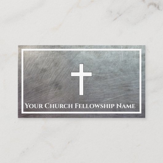 険しい灰色のメタリック十字教会牧師 名刺 (正面)