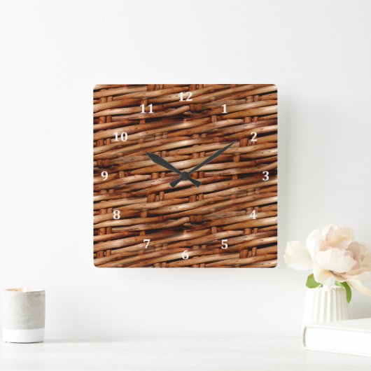 険しい籐のバスケットの外観 スクエア壁時計 (ホーム)