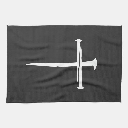 険しい3つの爪、 ネイルホワイトクロスクリスチャン キッチンタオル (横)