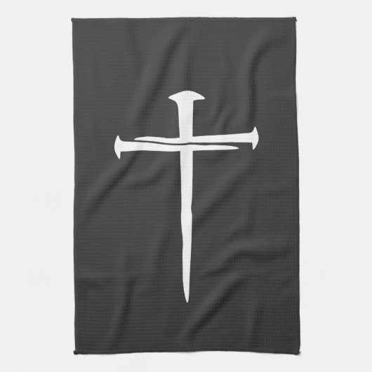 険しい3つの爪、 ネイルホワイトクロスクリスチャン キッチンタオル (縦)
