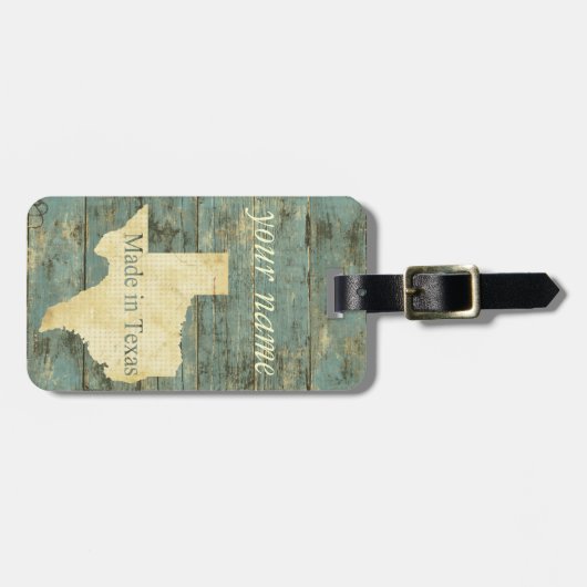 険しく動揺してで古い板のテキサス州の荷物のラベル ラゲッジタグ (正面横)