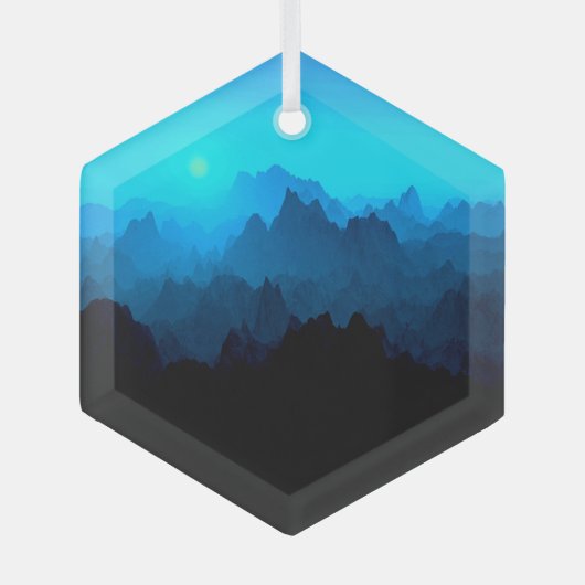 険素朴しい青いギザギザ山のサンキャッチャー ガラスオーナメント (正面)