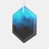 険素朴しい青いギザギザ山のサンキャッチャー ガラスオーナメント (正面左)