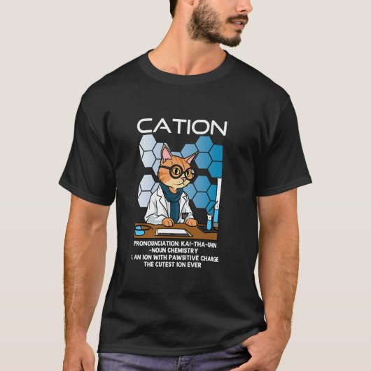 陽おもしろいイオン化学ユーモア科学先生Cat P Tシャツ (正面)