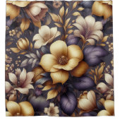 陽だまりの花びら 紫の花柄 シャワーカーテン (正面)