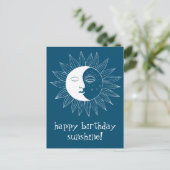 陽と月 おめでとう 誕生日 オーダーメイド ポストカード (スタンド正面)