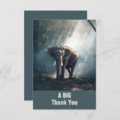 陽に照らされた森の中のアジアゾウありがとう サンキューカード (正面/裏面)