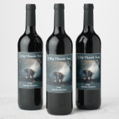 陽に照らされた森の中のアジアゾウありがとう ワインラベル (ボトル)