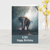 陽に照らされた森の中のアジアゾウ誕生日 カード (黄色い花)