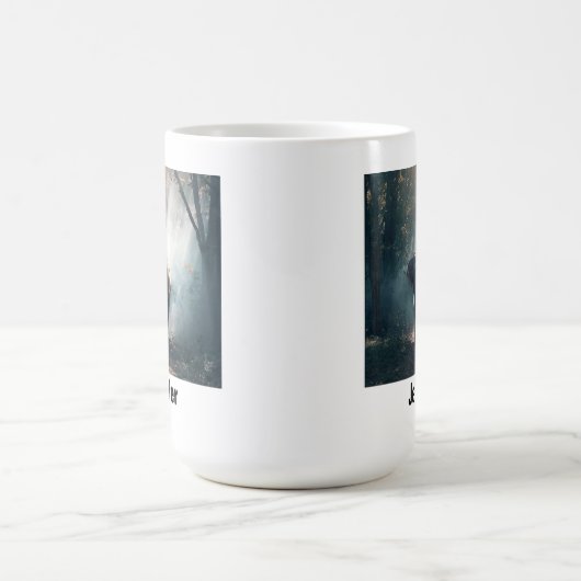 陽に照らされた森の中のアジアゾウ コーヒーマグカップ (中央)