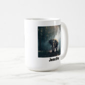 陽に照らされた森の中のアジアゾウ コーヒーマグカップ (正面右)