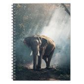 陽に照らされた森の中のアジアゾウ ノートブック (正面)