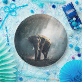 陽に照らされた森の中のアジアゾウ ペーパープレート (パーティー)