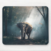 陽に照らされた森の中のアジアゾウ マウスパッド (正面)