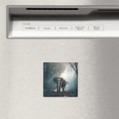 陽に照らされた森の中のアジアゾウ マグネット (インサイチュ (食洗機))