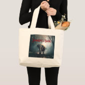 陽に照らされた森の中のアジアゾウ ラージトートバッグ (正面(商品))