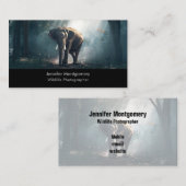 陽に照らされた森の中のアジアゾウ 名刺 (正面/裏面)