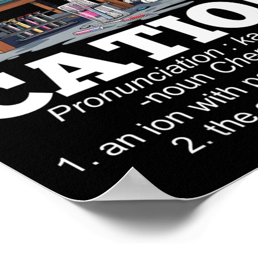 陽イオン化学ユーモア科学先生キャットパンおもしろい ポスター (角)