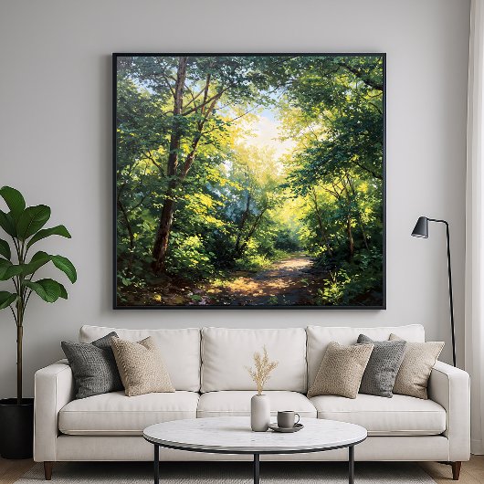 陽光に満ちた樹冠 - 絵画のようなイラストレーションスタイルのアート ポスター
