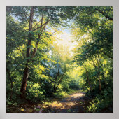 陽光に満ちた樹冠 - 絵画のようなイラストレーションスタイルのアート ポスター (正面)