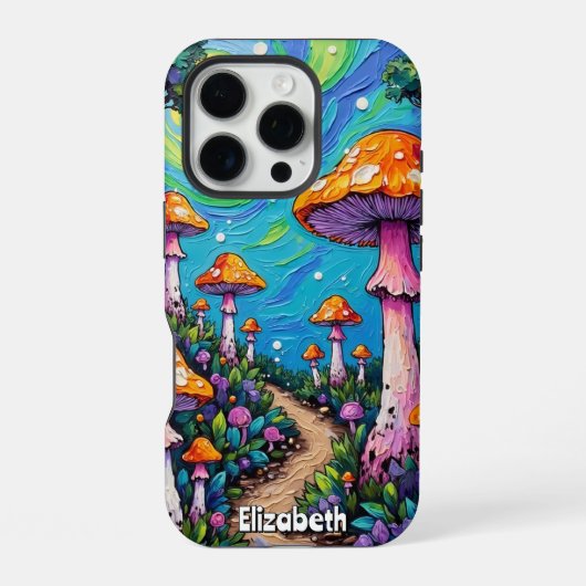 陽光に照らされたキノコの道 iPhoneケース (裏面)