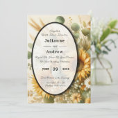 陽光に輝く夏のひまわりが咲く 招待状 (スタンド正面)