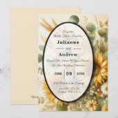 陽光に輝く夏のひまわりが咲く 招待状 (正面/裏面)