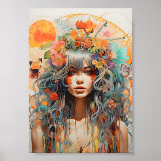 陽光に輝く花の肖像画 ポスター (正面)