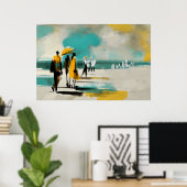 陽光の散歩 - 開けた光の中の抽象的な人物 ポスター (ホームオフィス)