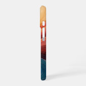 陽光の道 – 抽象的な曲がりくねった川のアートプリント iPhone 16ケース (左側面)