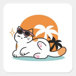 陽光素晴らしの猫 – トロピカルキャット スクエアシール