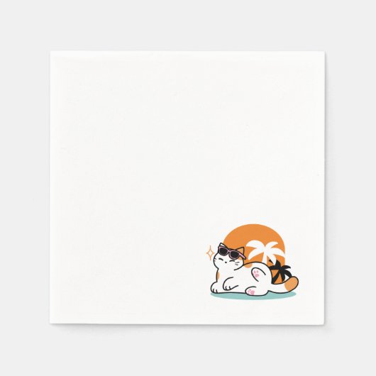 陽光素晴らしの猫 – トロピカルキャット スタンダードカクテルナプキン (正面)