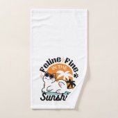 陽光素晴らしの猫 – トロピカルキャット バスタオルセット (ハンドタオル)