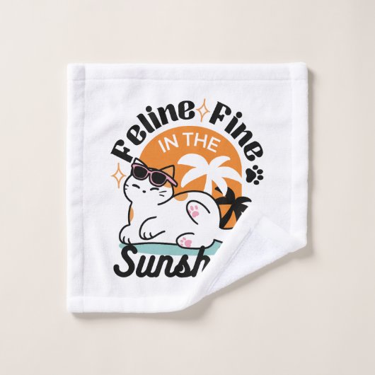 陽光素晴らしの猫 – トロピカルキャット バスタオルセット (ウォッシュタオル)