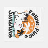 陽光素晴らしの猫 – トロピカルキャット フリースブランケット (正面(横))