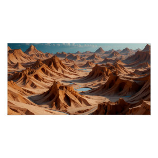陽光輝く砂漠の風景 ポスター