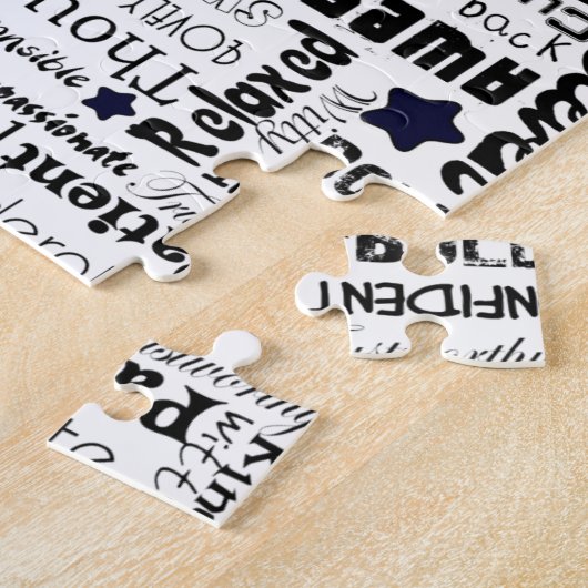 陽性はタイポグラフィを言い表わします ジグソーパズル (側面)