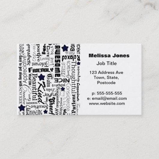 陽性はタイポグラフィを言い表わします 名刺 (正面)