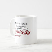 陽性/コーヒーで一日をパーソナライズされた始める コーヒーマグカップ (正面左)