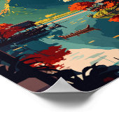 陽朔中国ヴィンテージ旅行イラストレーション ポスター (角)