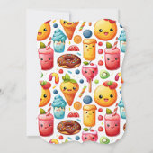 陽気でおもしろいかわいいスイーツ ノートカード (裏面)
