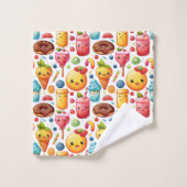 陽気でおもしろいかわいいスイーツ バスタオルセット (ウォッシュタオル)