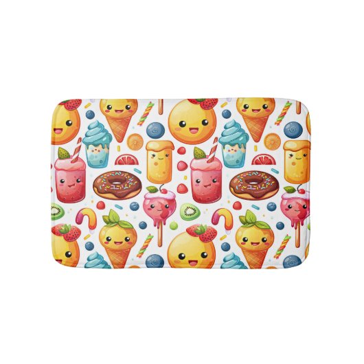 陽気でおもしろいかわいいスイーツ バスマット (正面)