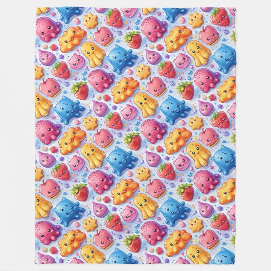 陽気でおもしろいかわいいスイーツ フリースブランケット (正面)