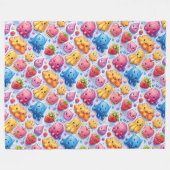 陽気でおもしろいかわいいスイーツ フリースブランケット (正面(横))